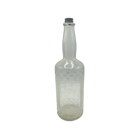 Antique Clear Glass Embossed Barbers Bottle 