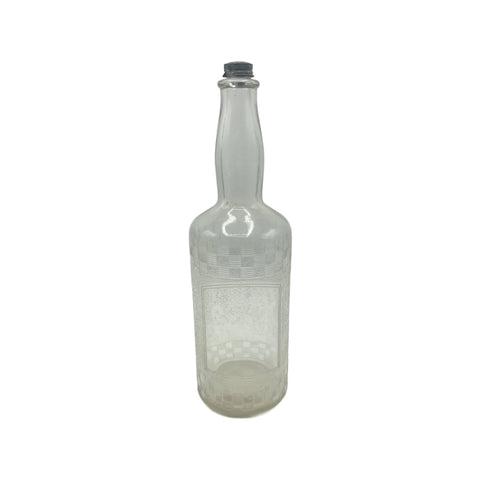 Antique Clear Glass Embossed Barbers Bottle