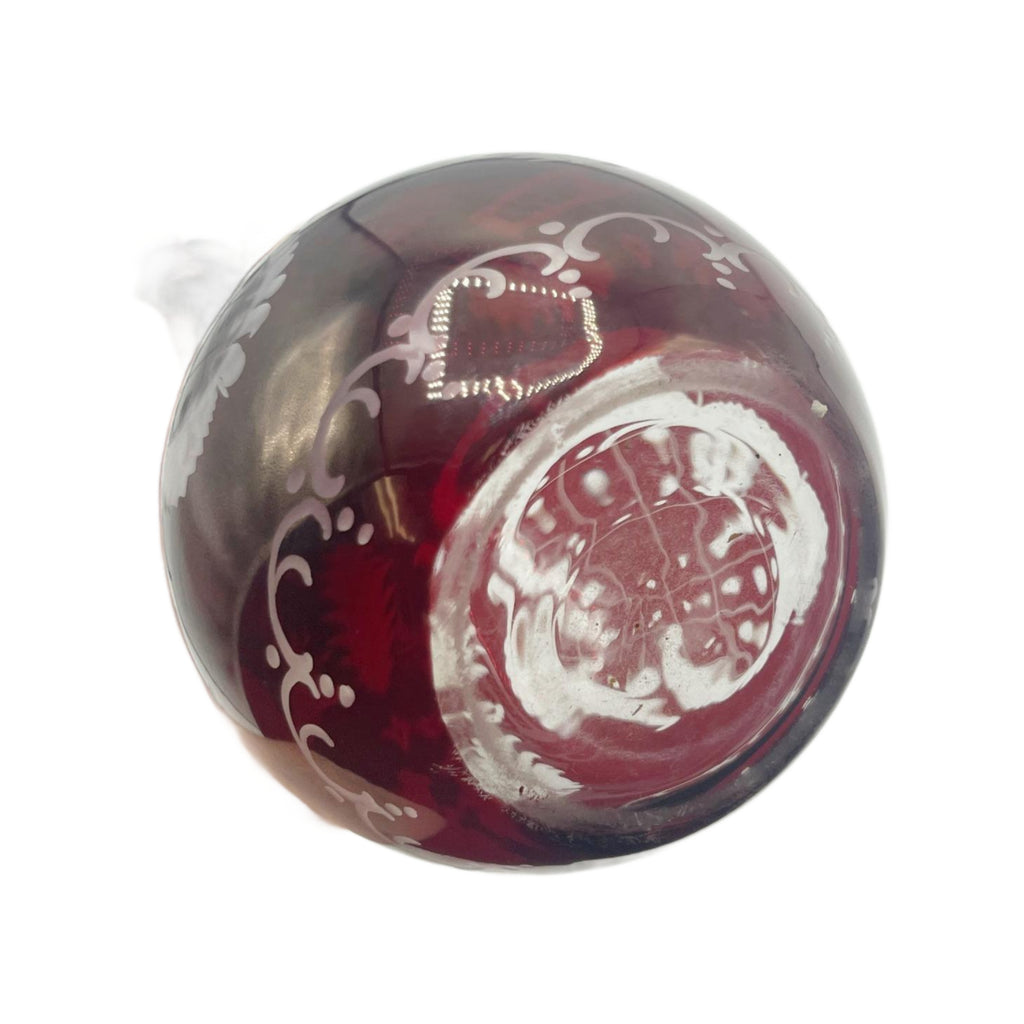 Antique Bohemian Glass Ruby to Clear Barber Bottle