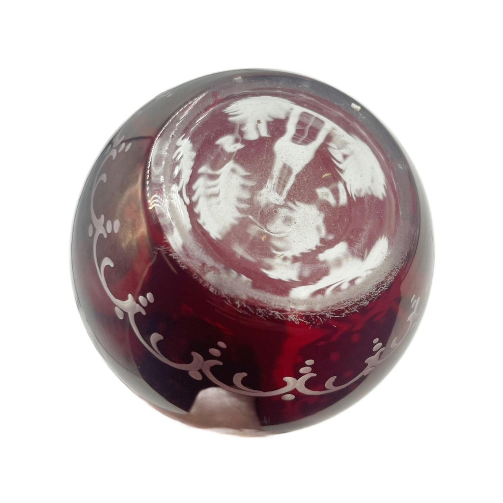 Antique Bohemian Glass Ruby to Clear Barber Bottle