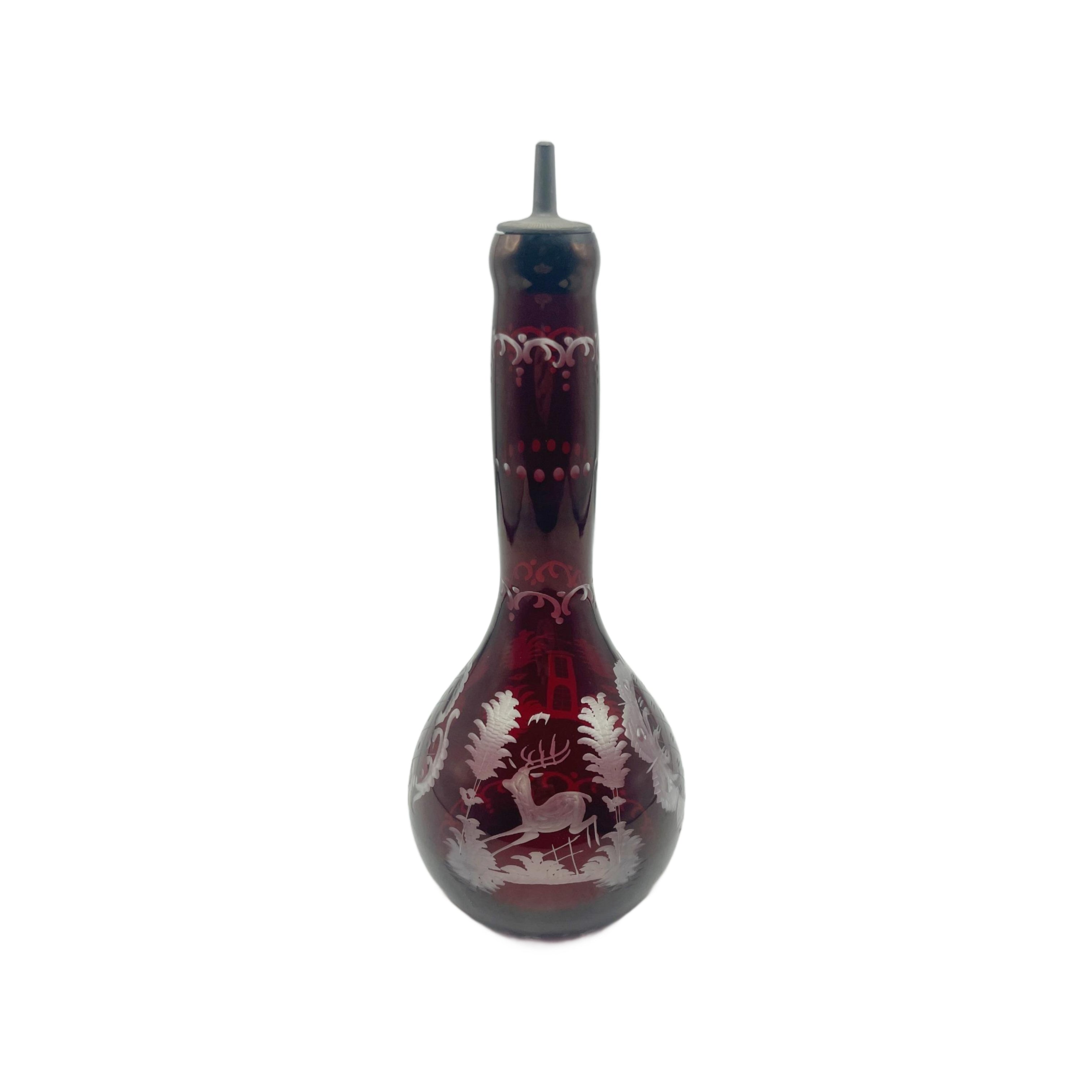 Vintage Bohemian Glass Antique Barber Bottle