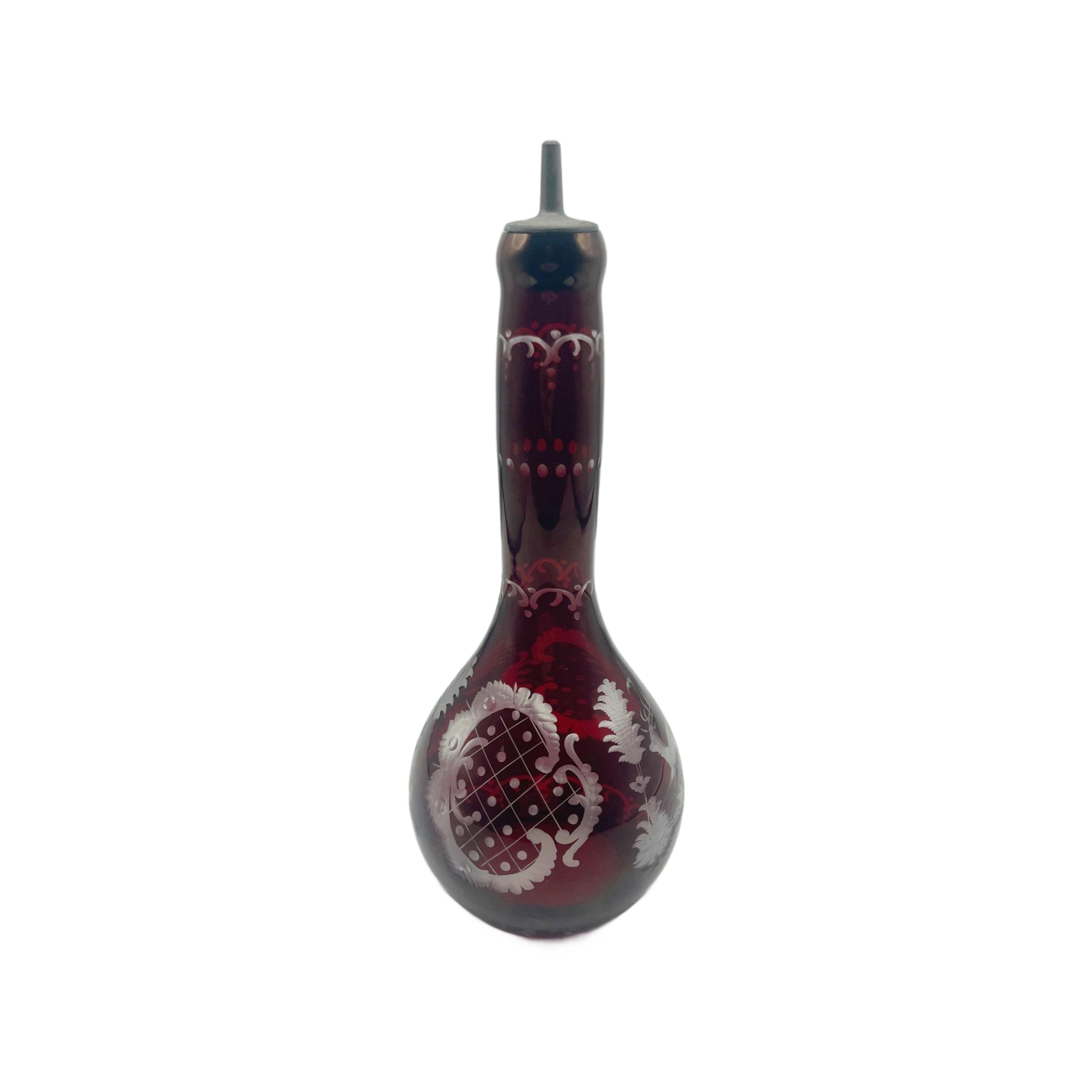 Vintage Bohemian Glass Antique Barber Bottle