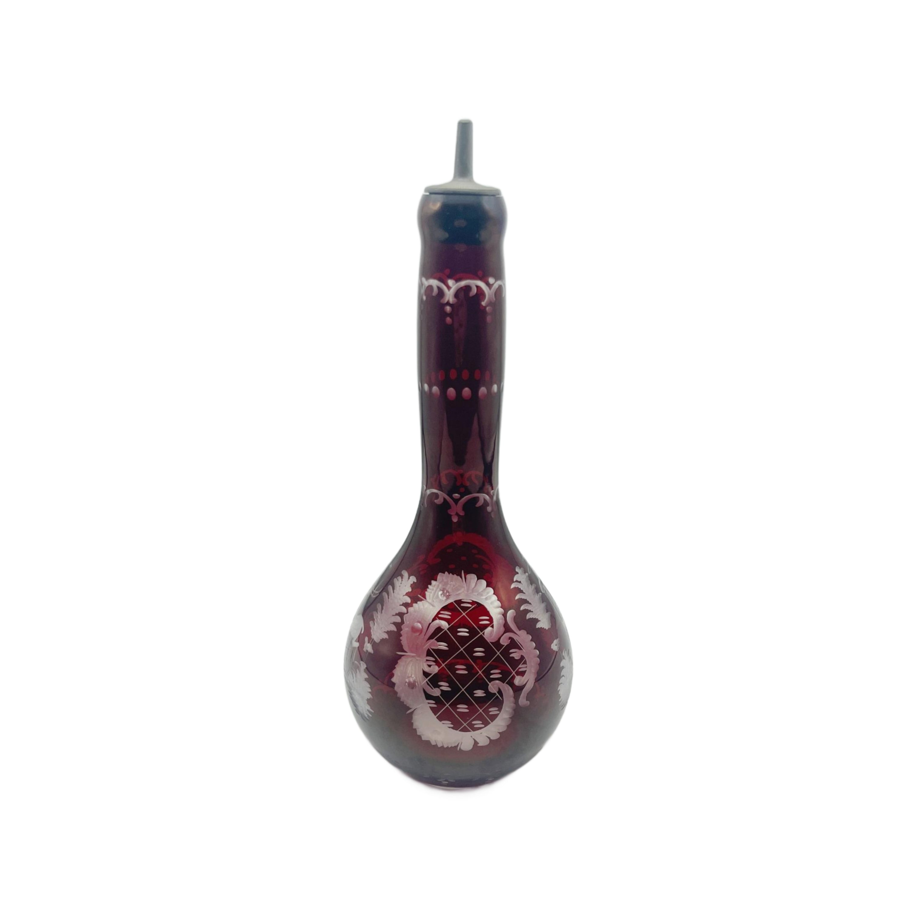 Vintage Bohemian Glass Antique Barber Bottle