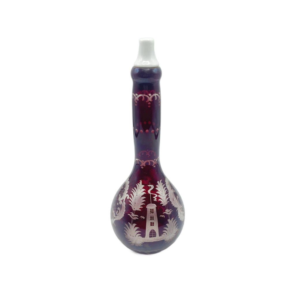 Antique Bohemian Glass Ruby to Clear Barber Bottle
