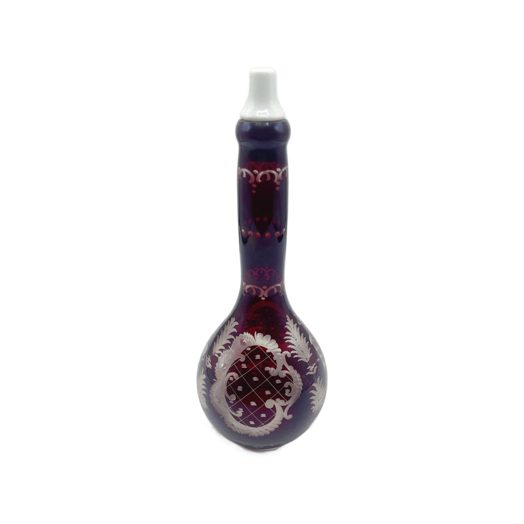 Antique Bohemian Glass Ruby to Clear Barber Bottle