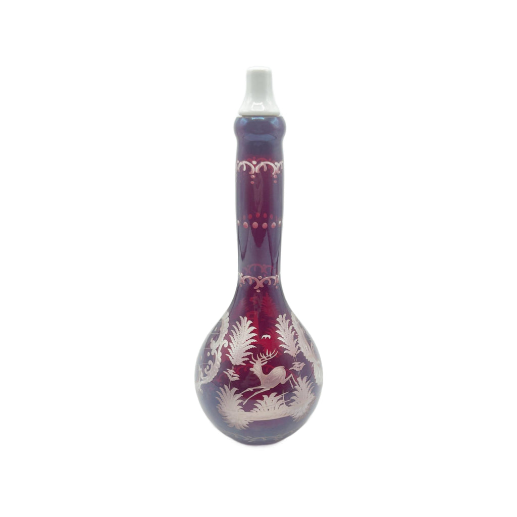 Antique Bohemian Glass Ruby to Clear Barber Bottle