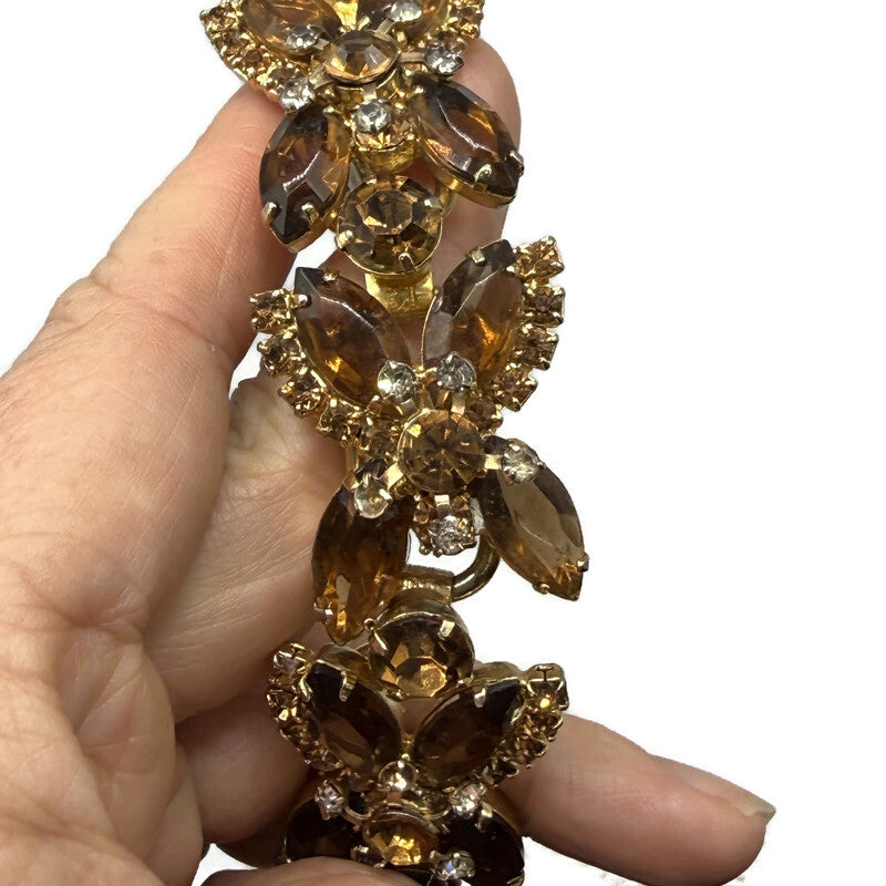 Vintage Juliana D & E Amber Rhinestone Bracelet