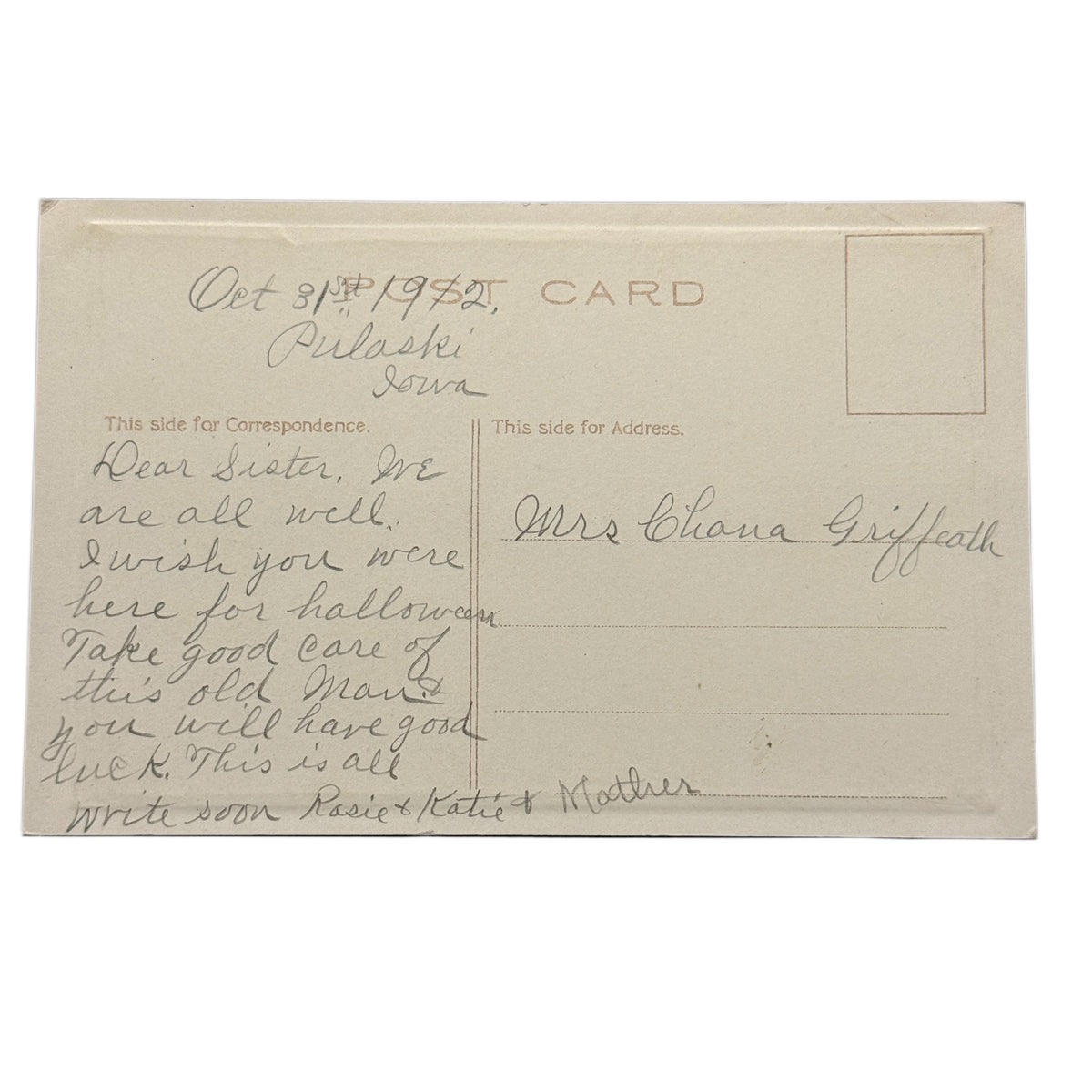 Antique Sanders Halloween Post Card Circa 1912 #581