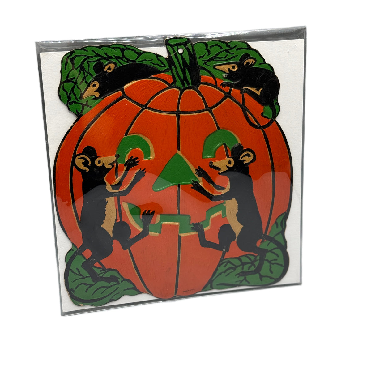 Vintage 1930's-1940's Beistle Halloween Die-Cut Jack O' Lantern & Mice