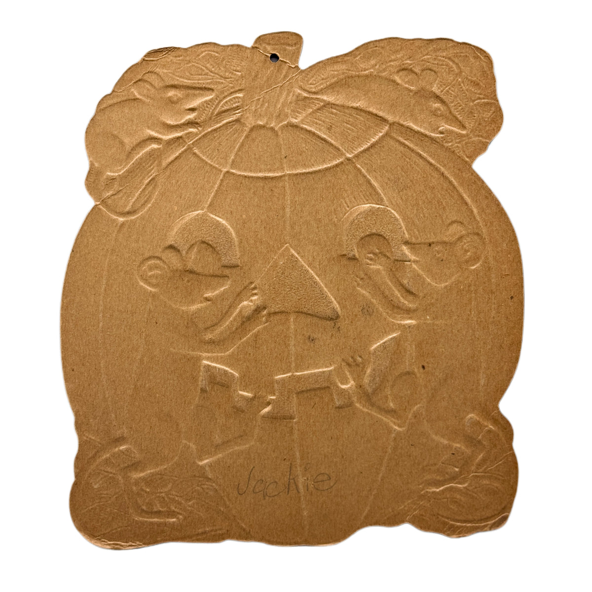 Vintage 1930's-1940's Beistle Halloween Die-Cut Jack O' Lantern & Mice