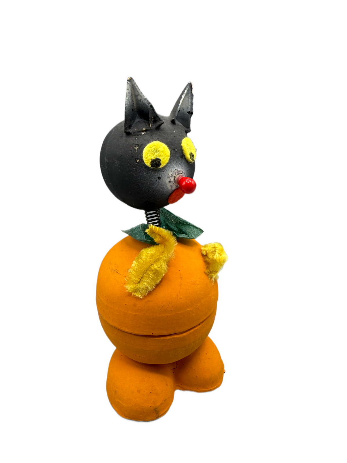 Vintage Western Germany Halloween Black Cat Bobblehead Candy Container