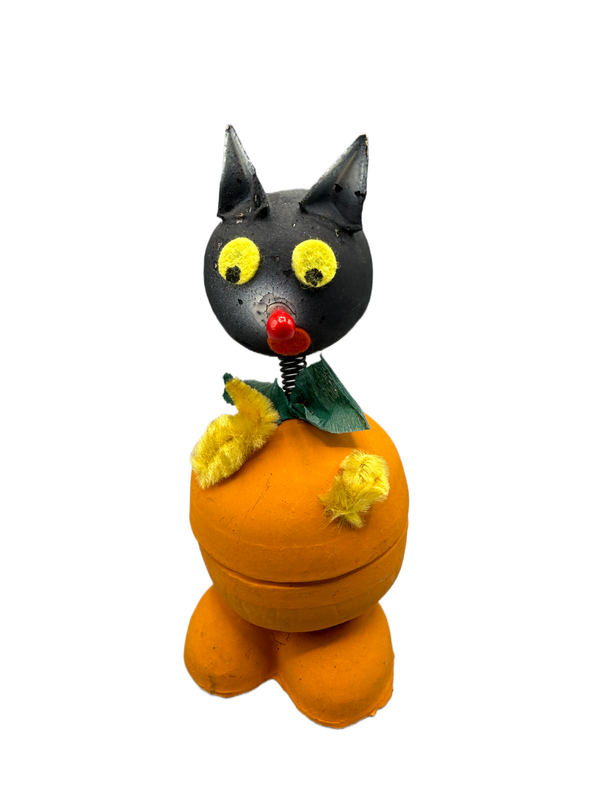 Vintage Western Germany Halloween Black Cat Bobblehead Candy Container
