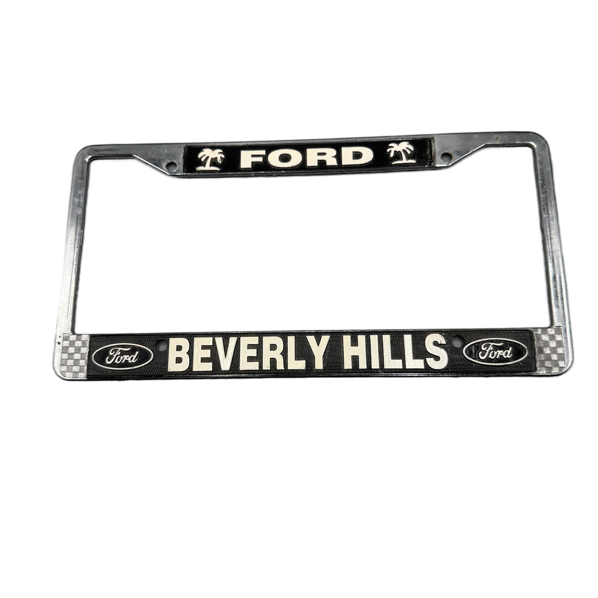 Vintage Metal Ford Beverly Hills License Plate Frame