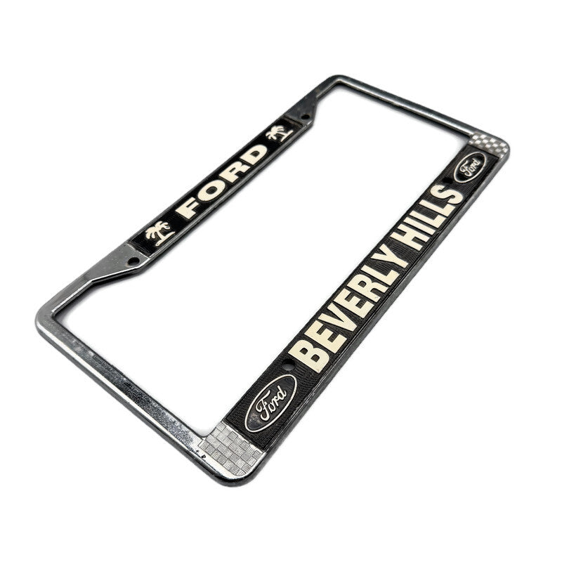 Vintage Metal Ford Beverly Hills License Plate Frame