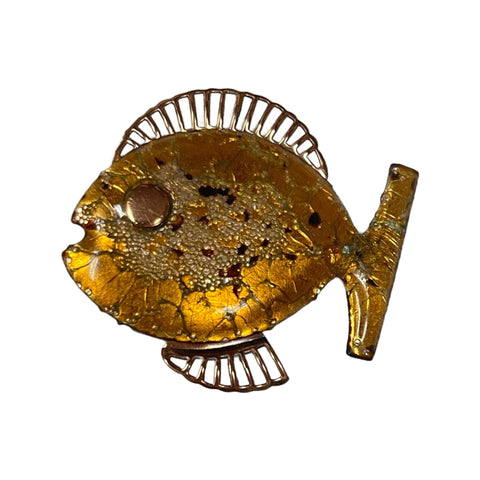 Vintage Matisse Copper Enamel Fish Pin/ Brooch