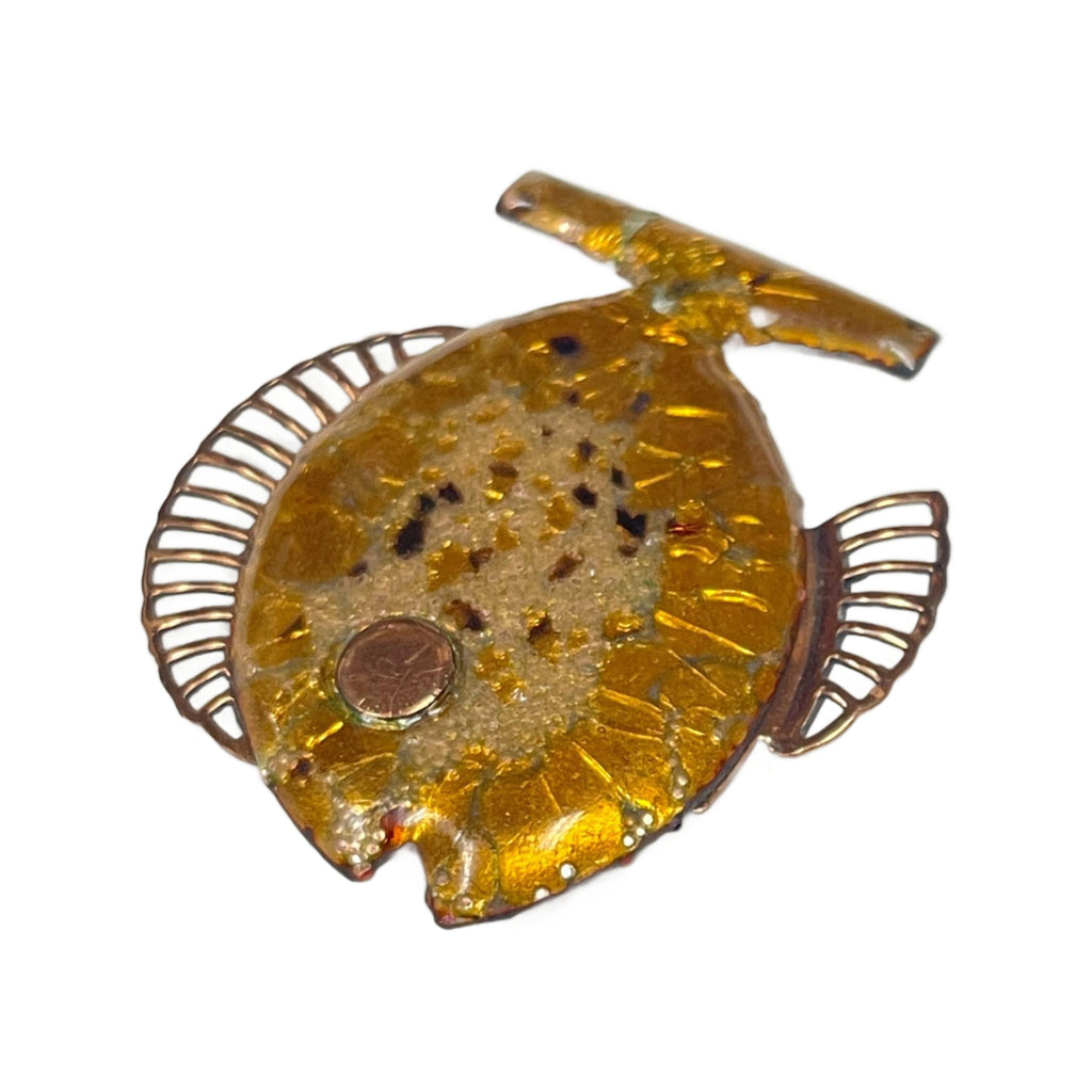 Vintage Matisse Copper Enamel Fish Pin/ Brooch