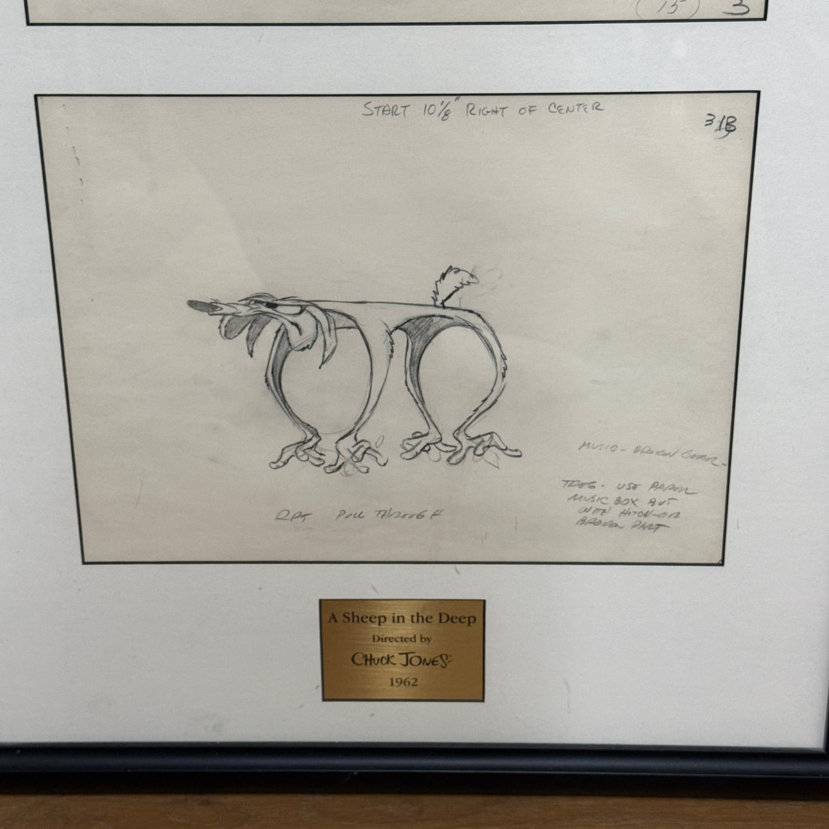 1962 Original Chuck Jones Pencil Drawings W/ Papers "A Sheep In The Deep" Wile E. Coyote