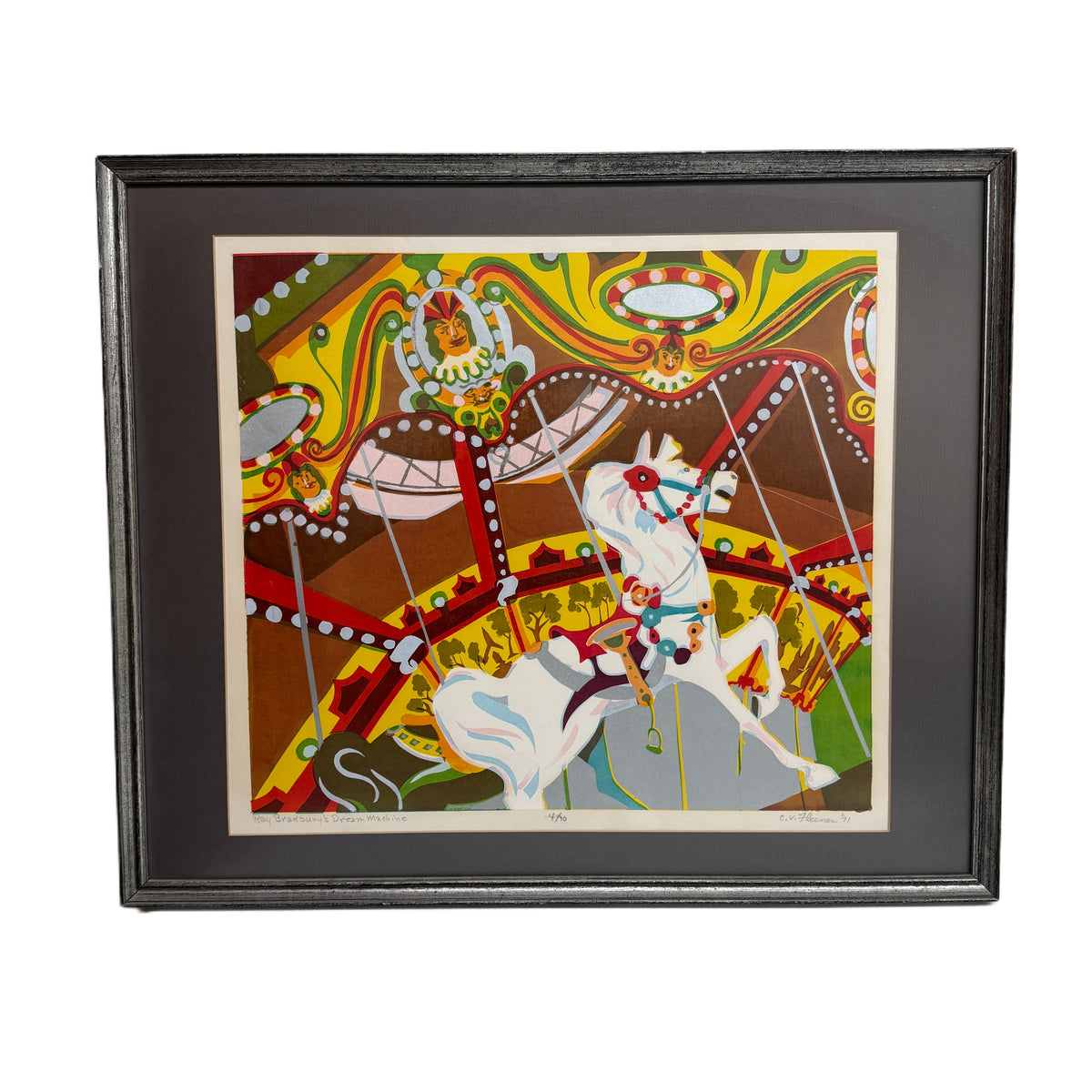 Vintage Disney Artist Catherine V. Fleener "Ray Bradbury's Dream Machine" Serigraph No. 4/10 1971