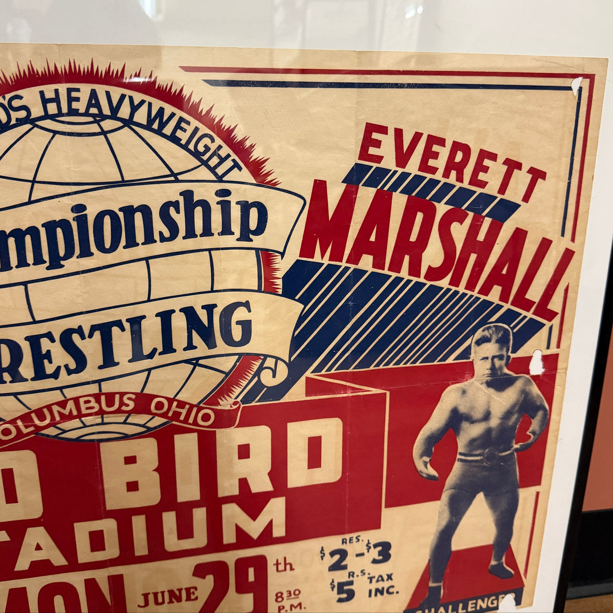 Vintage 1930's Ali Baba VS Everett Marshall Original Wrestling Poster