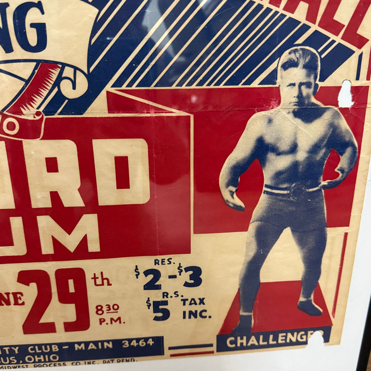 Vintage 1930's Ali Baba VS Everett Marshall Original Wrestling Poster
