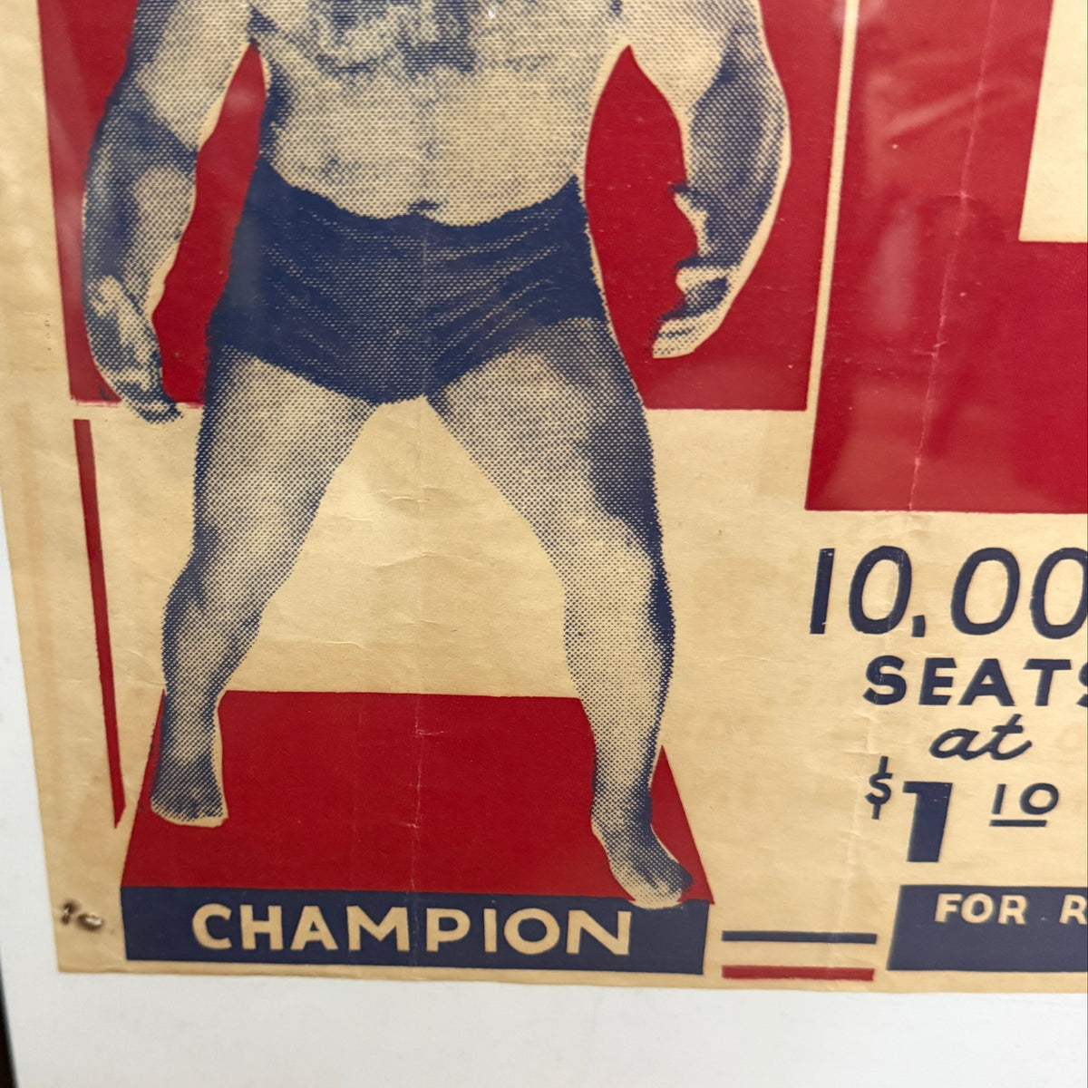 Vintage 1930's Ali Baba VS Everett Marshall Original Wrestling Poster