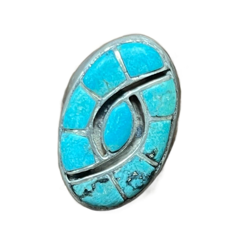 Vintage Old Pawn Sterling Silver Men’s Turquoise Ring