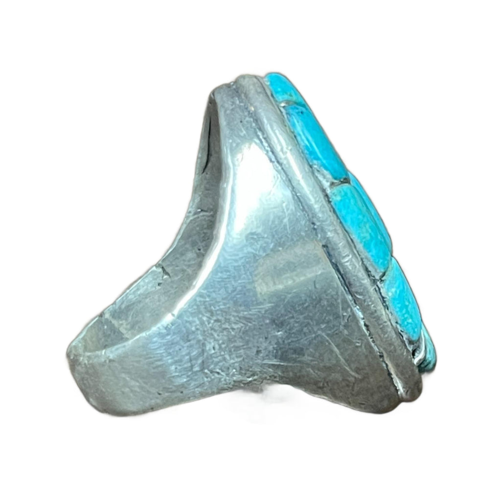Vintage Old Pawn Sterling Silver Men’s Turquoise Ring