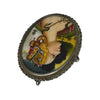 Antique 800 Silver Hand Painted Portrait Brooch