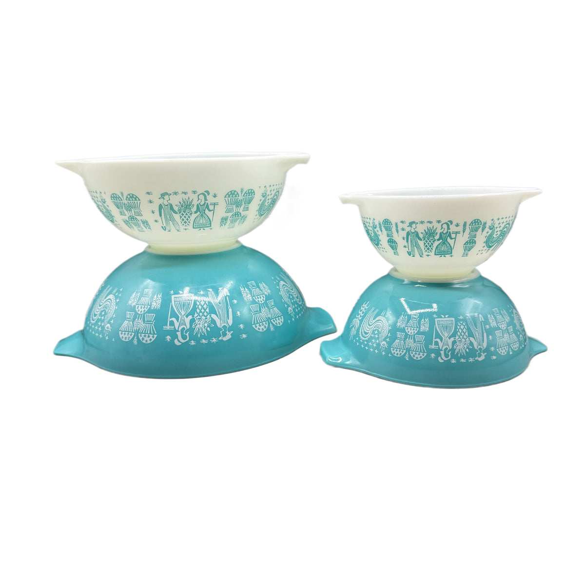 Vintage Set of 4 Pyrex Amish Butterprint Cinderella Nesting Mixing Bowls