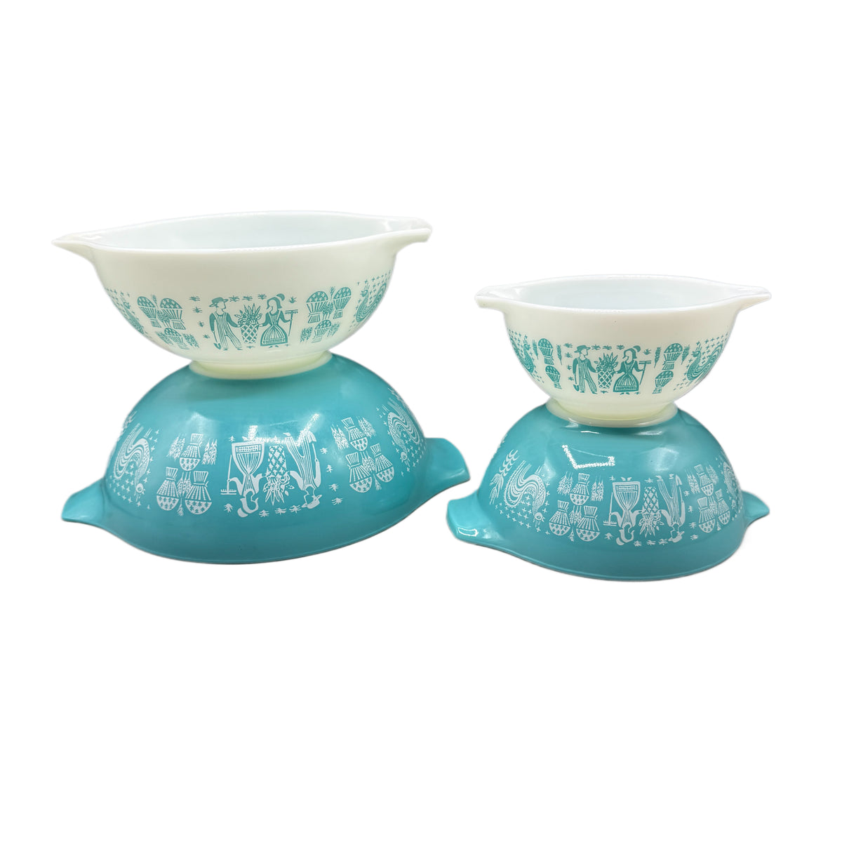 Vintage Set of 4 Pyrex Amish Butterprint Cinderella Nesting Mixing Bowls