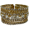 Vintage Signed Hobe Gold Tone Clear Rhinestone Costume Jewelry Bracelet