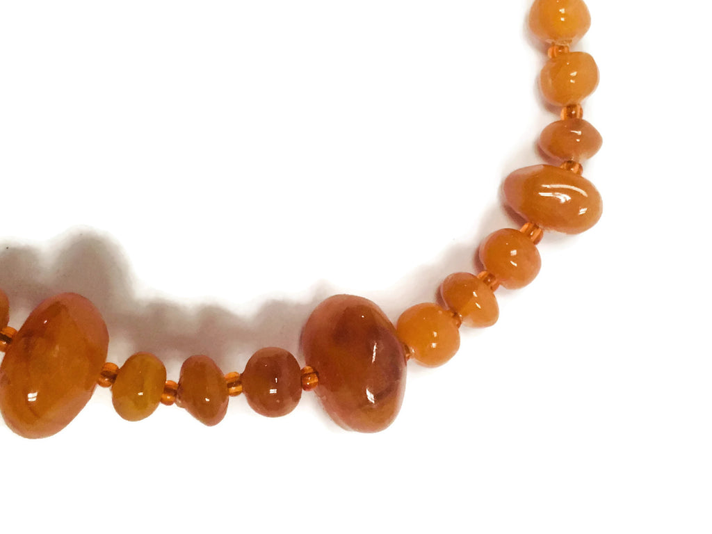 Vintage Amber Necklace & Earring Set