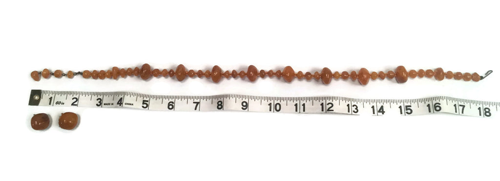 Vintage Amber Necklace & Earring Set