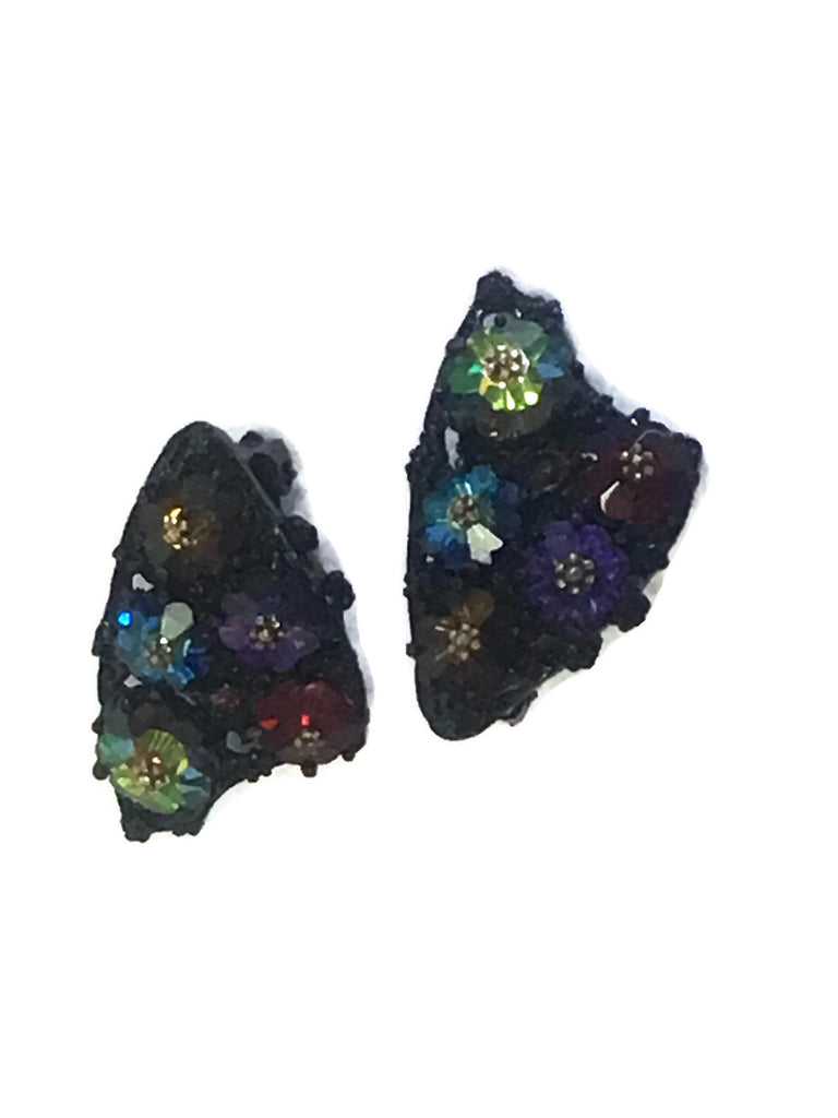 Rivoli Rhinestone Butterfly Brooch & Clip Earring Set