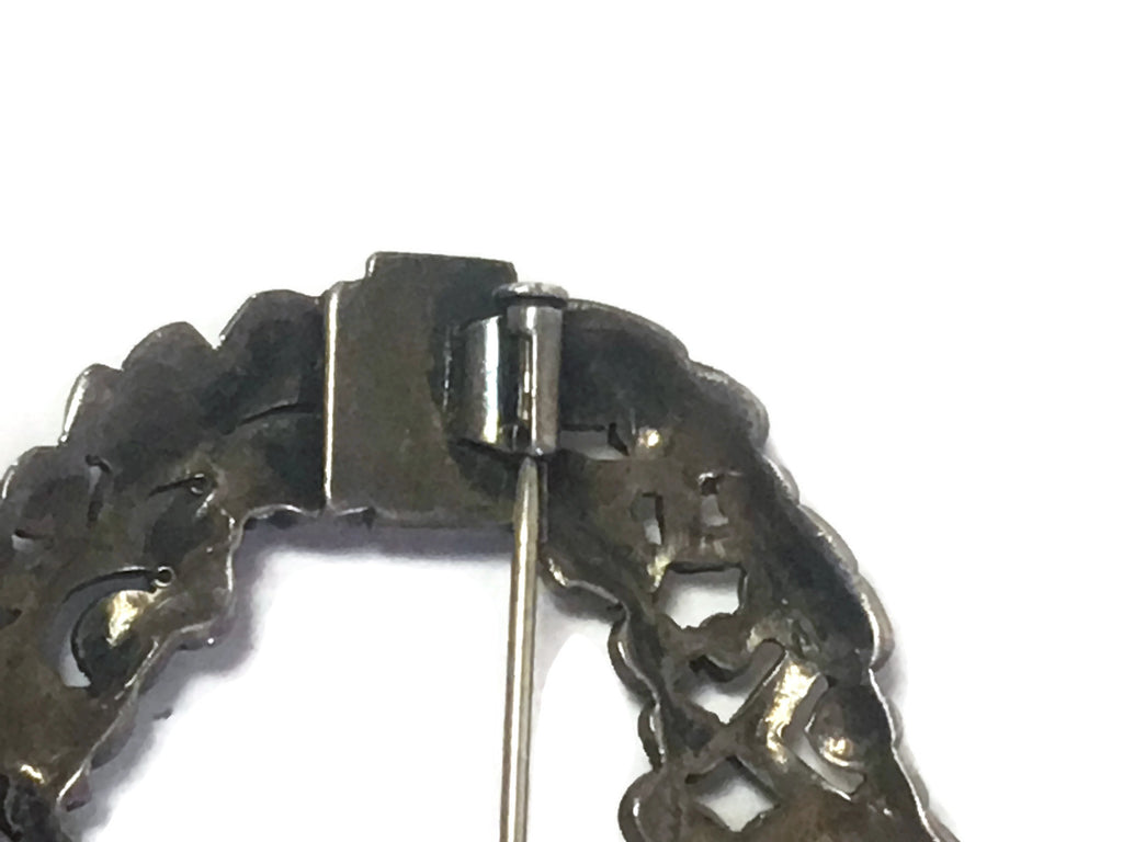 Circa 1915 French Enamel Marquisate Silver Brooch