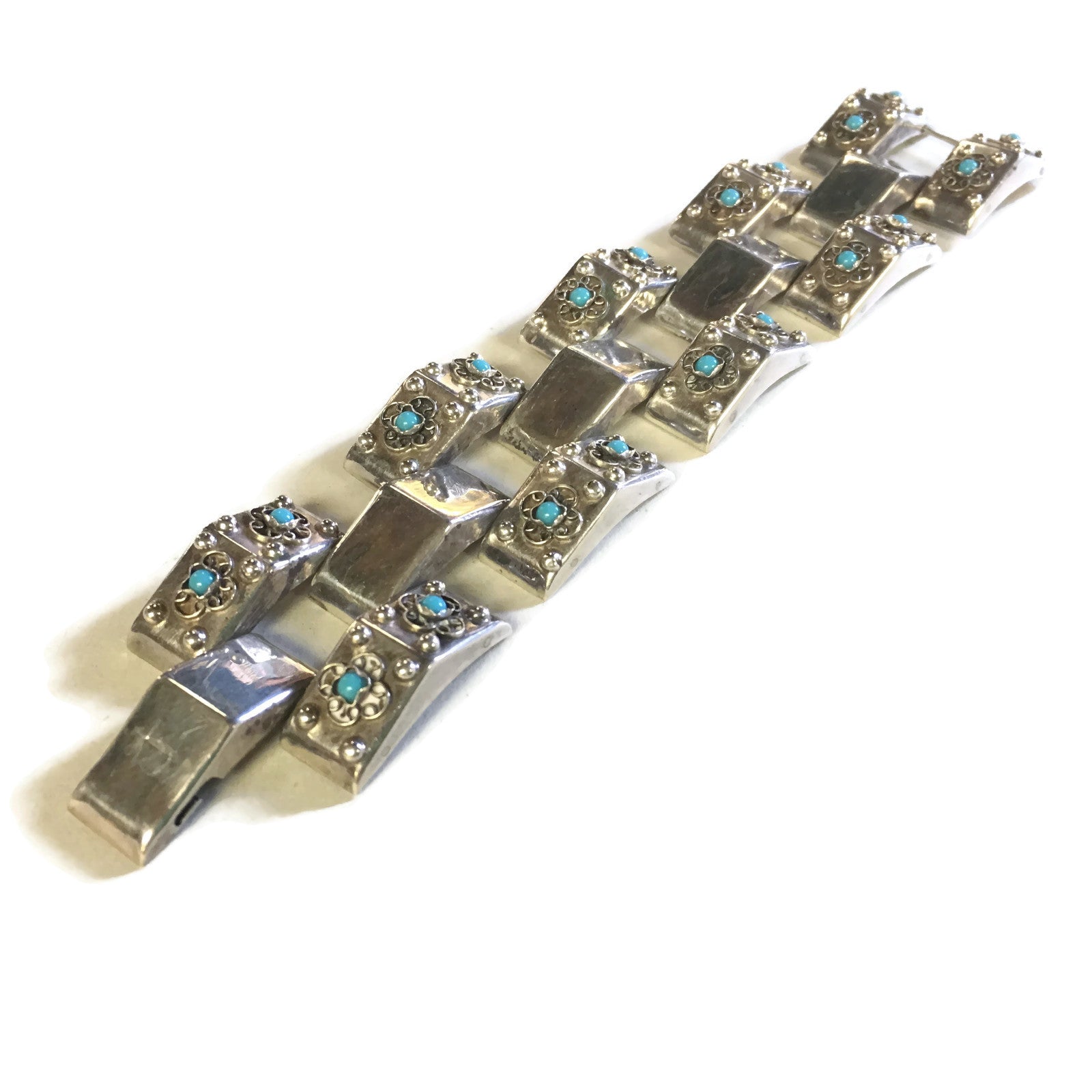 Vintage Sterling Silver Tank Bracelet Circa 1930's