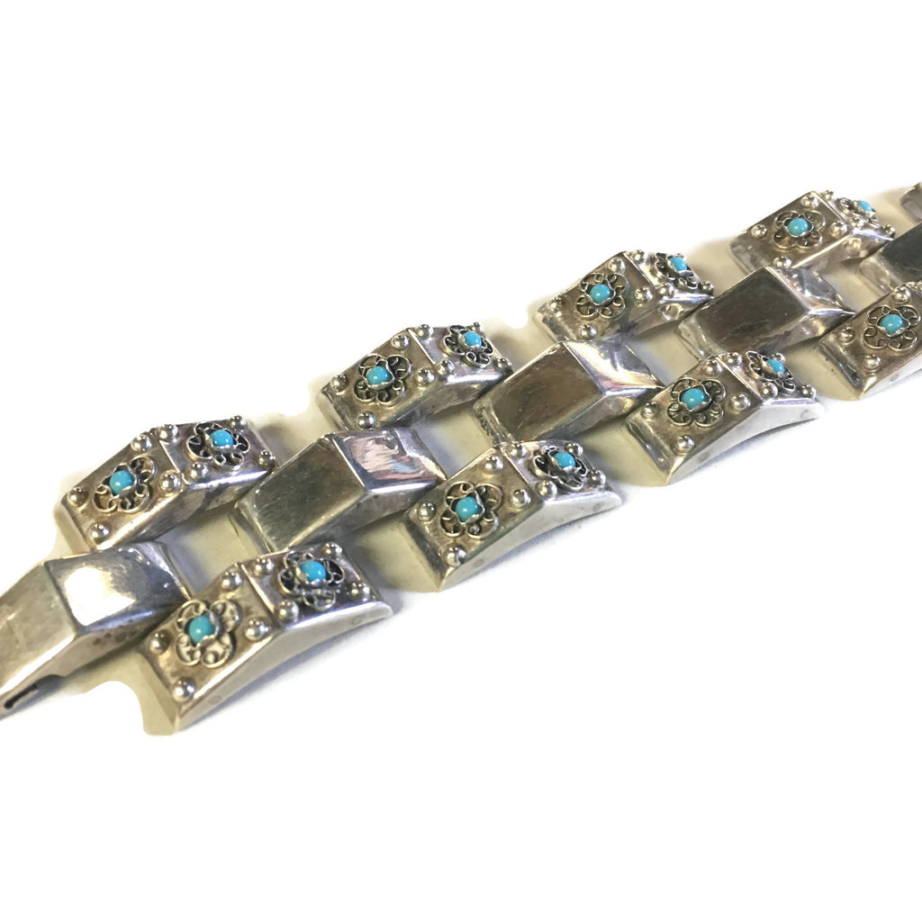 Vintage Sterling Silver Tank Bracelet Circa 1930's