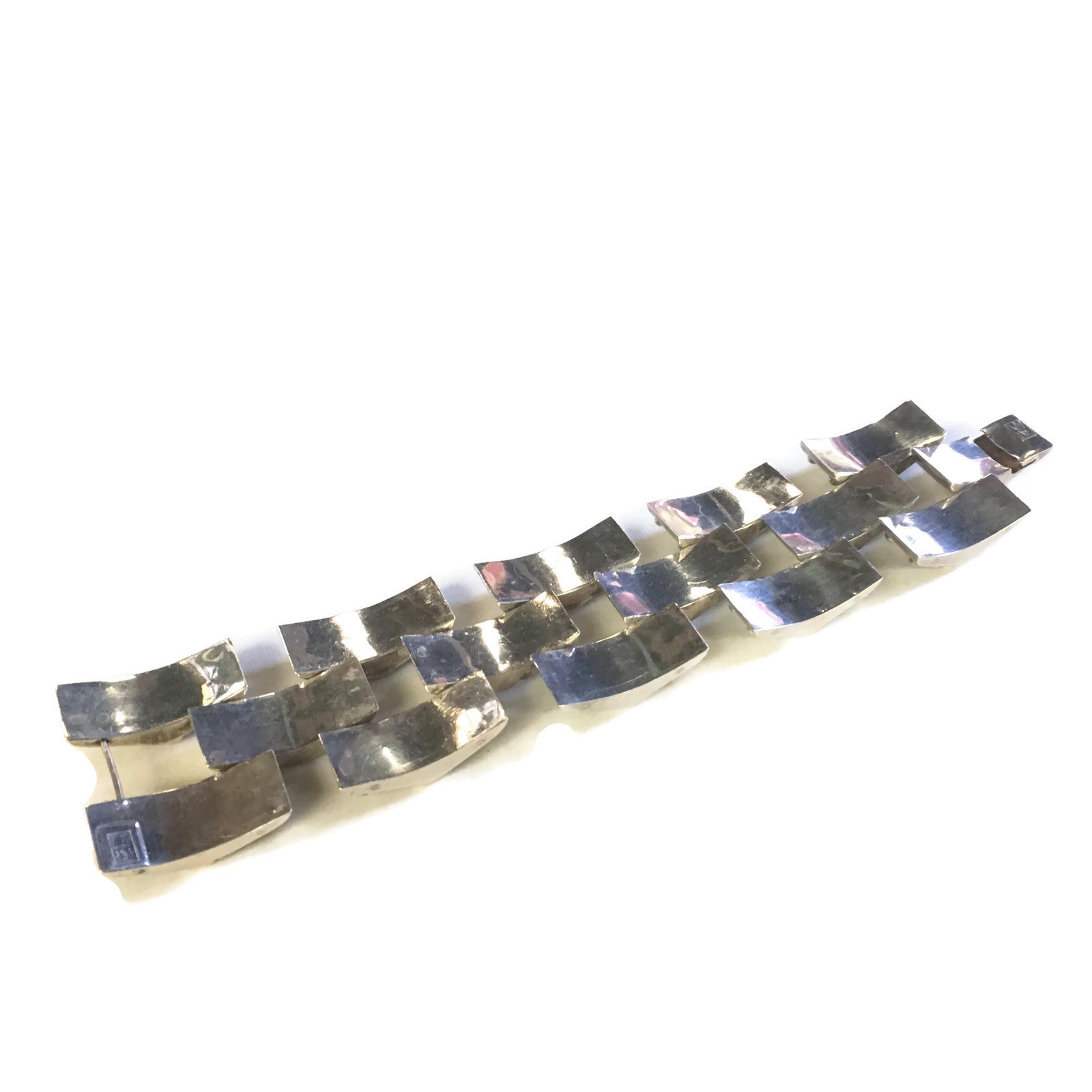 Vintage Sterling Silver Tank Bracelet Circa 1930's