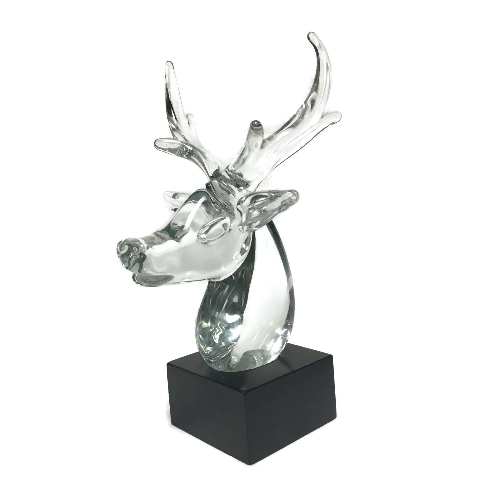 Vintage Signed Orrefers Crystal Dear Head Sculpture Figurine
