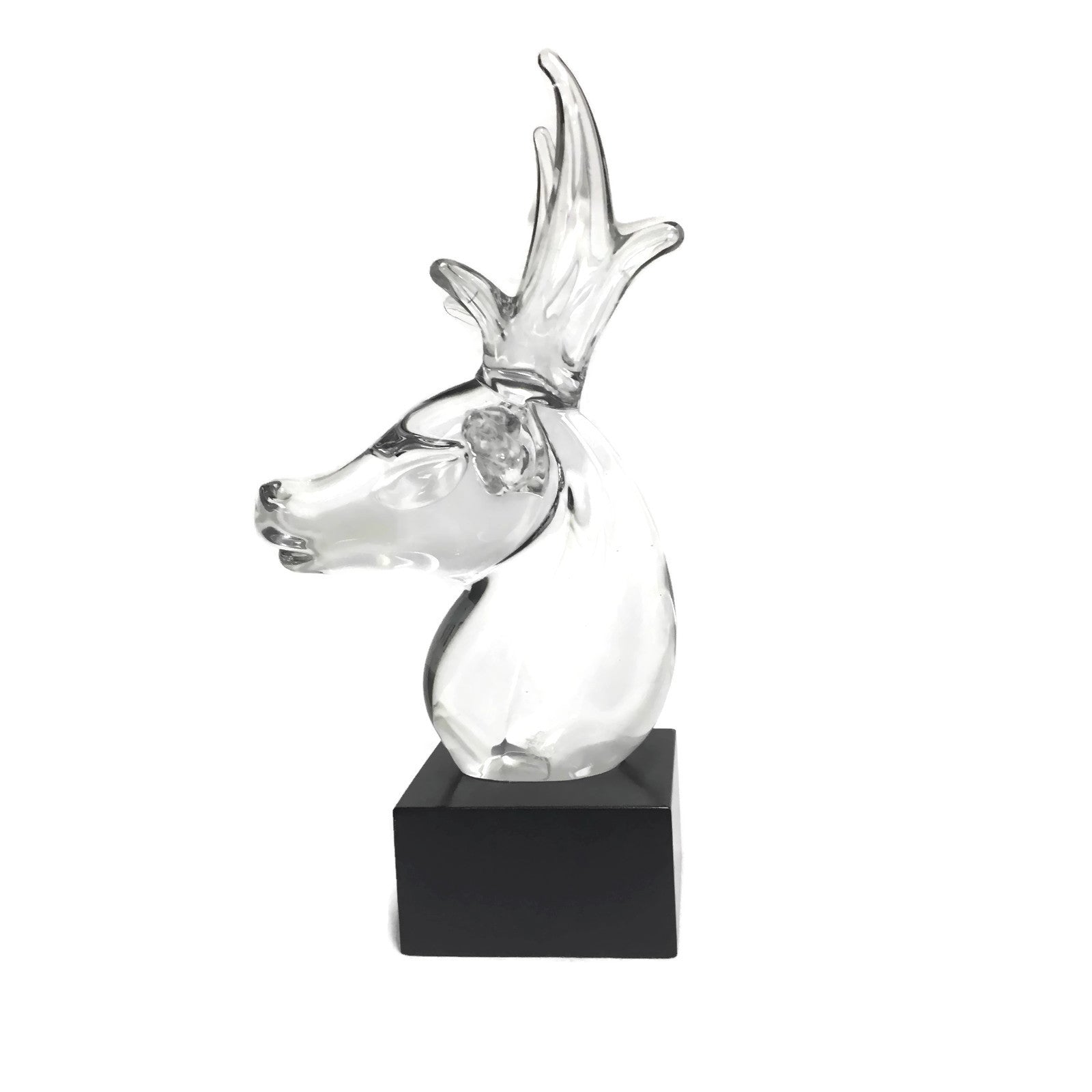 Vintage Signed Orrefers Crystal Dear Head Sculpture Figurine