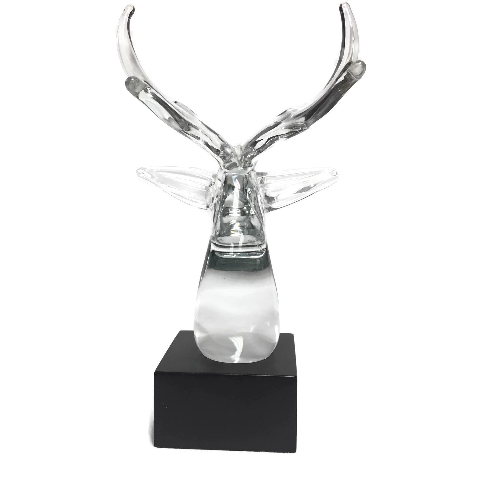 Vintage Signed Orrefers Crystal Dear Head Sculpture Figurine