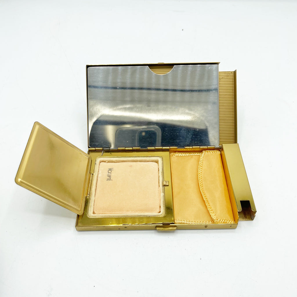 Vintage Gold Toned Volupte Purse Style Compact