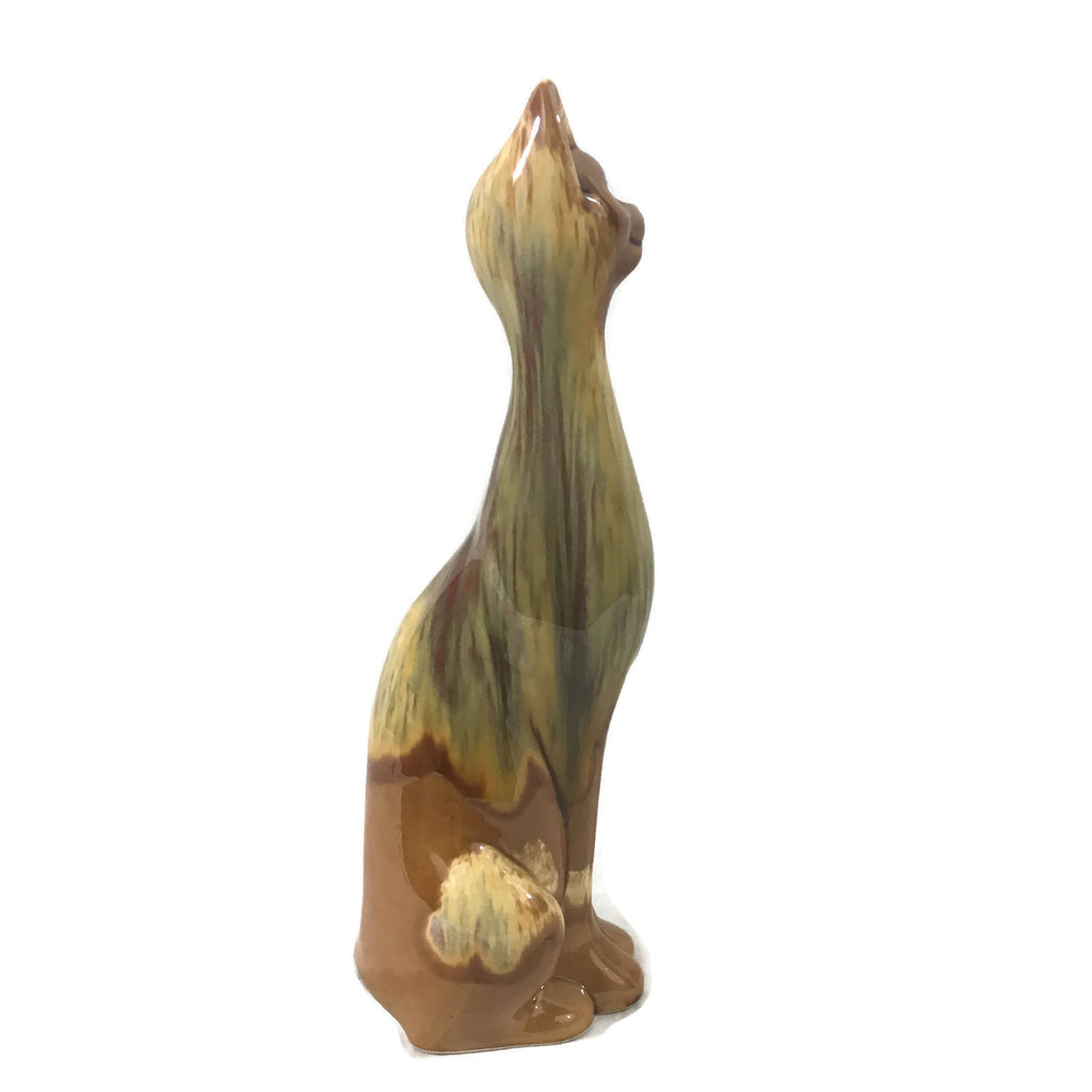 Mid Century Modern Glazed Ceramic Cat Figurine