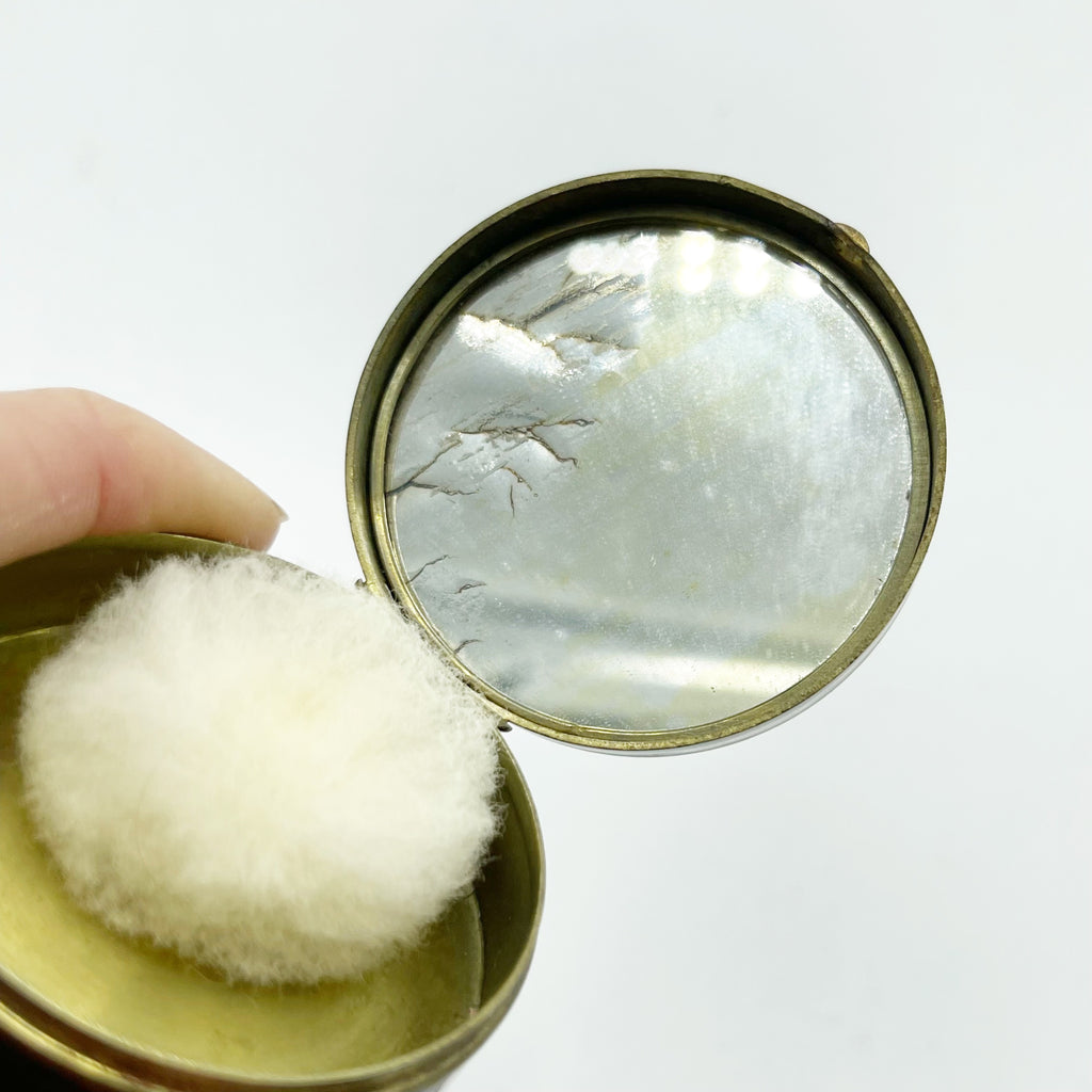 Vintage Round Enamel Top Compact