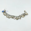 Vintage Antique Sterling Silver Puffy Heart Charm Bracelet