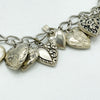 Vintage Antique Sterling Silver Puffy Heart Charm Bracelet
