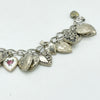 Vintage Antique Sterling Silver Puffy Heart Charm Bracelet