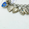 Vintage Antique Sterling Silver Puffy Heart Charm Bracelet