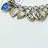 Vintage Antique Sterling Silver Puffy Heart Charm Bracelet
