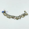 Vintage Antique Sterling Silver Puffy Heart Charm Bracelet
